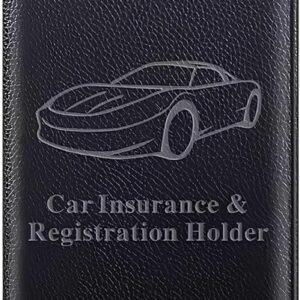 Premium Car Registration and Insurance Card Holder, Car Document Holder for Cards, Driver License & other Essential Documents (Black)