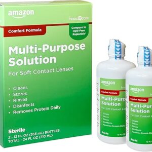 Amazon Basic Care Multi-Purpose Contacts Solution - Comfort Formula, 12 fl oz (Pack of 2)
