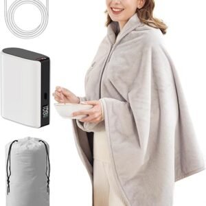 Heated Blanket Battery Operated,with Battery Pack,Cordless USB Heated Shawl,Outdoor Portable Electric Blanket,USB Heated Throw 3 Heating Levels,Softnees Heating Blanket for neeck and Shoulder