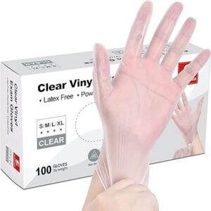 Schneider Clear Vinyl Exam Gloves, Latex-Free, Disposable Medical Gloves, Cleaning Gloves, Food Safe, Powder-Free, 4 mil