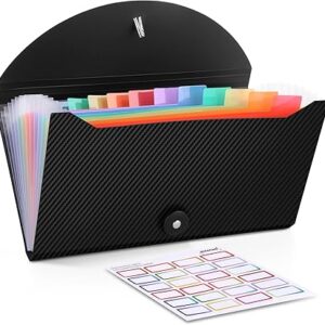 Nicecho Receipt Coupon Organizer, 13 Pockets Small Accordion File Organizer with Labels for Receipt Cards, Bill Business, Coupons Storage, 10.2X 5.1 Inches