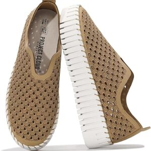 Project Cloud Platform Loafers for Women - Lightweight Spring Shoes for Women - Slip-On Casual Shoes - Non Slip Fashion Sneakers - Leather Insole Womens Footwear (Daffodil)