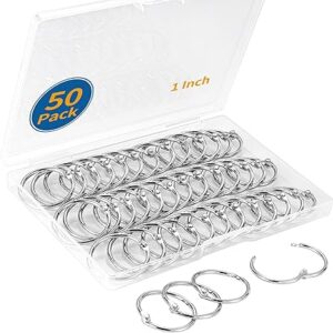 50 Pack Binder Rings 1 Inch, Loose Leaf Binder Rings for Index Cards, Metal Steel Paper Rings, Small Binder Rings, Office Metal Book Rings, Sturdy Binder Rings, Keychain Key Rings Metal