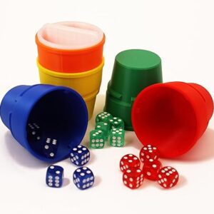 Dice Up! 5 Player Game Set - Liar's Dice, Poker, Mexico - Colorful, Durable, Sustainable PLA - Party Game, Gift Idea, Interlocking Travel Game, 16mm Primary Colors