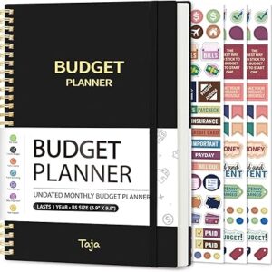 Budget Planner - Monthly Budget Book with Expense Tracker Notebook, Undated Bill Organizer & Finance Planner to Take Control of Your Money, 2025-2026 Account Book to Manage Your Finances-Black