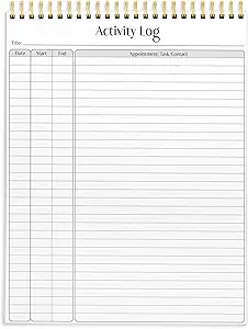 Better Office Products Activity Log Notepad, 8.5" x 11", Planning Note Pad, 50 Sheets, Double-Wire Spiral, Daily Time Tracking Productivity Checklist Organizer,(1 Pack)