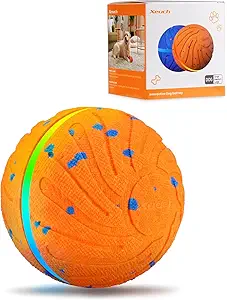 Smart Interactive Dog Toys, Automatic Moving Ball with 3 Lighting Modes, E-TPU Bouncy Balls for Dog Enrichment & Stimulation, Motion Activated Rolling Toy for Medium and Large Dogs Orange