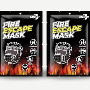 Emergency Fire Escape Smoke Face Cover – Home Essentials For Survival Rescue Device Protection with Moisture Barrier, Heat-Resistant Goggles, & Calming Extracts (Use it in case of fire)_2 Packs