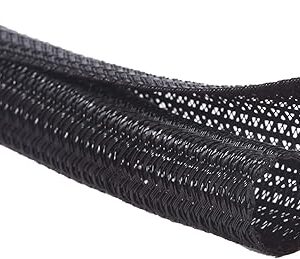 Alex Tech 10ft - 1/2 inch Cord Protector Wire Loom Tubing Cable Sleeve Split Sleeving For USB Cable Power Cord Audio Video Cable – Protect Cat From Chewing - Black