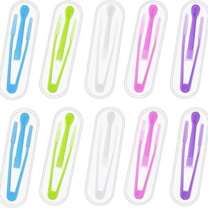 JUNEBRUSHS 10 Pack Colorful Contact Lens Remover and Inserter Tool Case Set, Portable Tweezers with Soft Tip, Applicator for Soft Hard Contact Lenses
