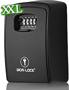 Iron Lock® - XXL Key Lock Box Wall Mount for Keys 4 Digit Combination with Resettable Code with A B Switch Extra Large lockbox Indoor Outdoor Waterproof Big Key Lock Box House Spare Keys Wall Safes
