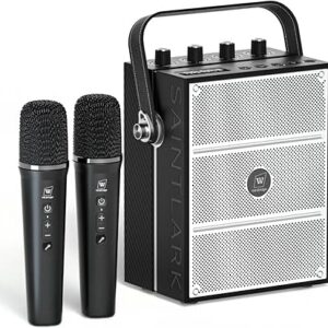 100W Powerful Voice Amplifier with 2 Wireless Microphones, Big Pro Sound Portable Speaker with Microphone, Bluetooth Speaker PA System Karaoke Machine Support BT/USB/TF Card/Aux/Guitar S99