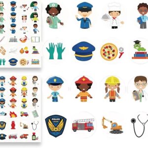 480PCS Community Helpers Stickers – Preschool Classroom Decorations, Community Helpers Toys for Kids, Bulletin Board, Flash Cards and Poster, Classroom Must-Have