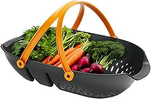 Fiskars Garden Harvest Basket - Container for Gardening and Harvesting with Tool Caddy - Harvesting Basket Doubles as a Colander for Vegetables and Fruits - Garden Accessories