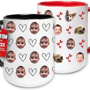 Custom Photo Coffee Mug – All-Over Personalized Mug with Funny Doodles, Gift for Dad, Mom or Grandparents on Birthday or Christmas, Fun and Thoughtful Custom Cup with Your Picture