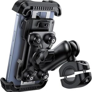 Lamicall Motorcycle Phone Mount Holder - [Dual Vibration Dampener] [Metal Adjustment Arm] Motorcycle Cell Phone Holder, Bike Handlebar Phone Mount, for iPhone 16/15/ 14/13 Pro Max, 4.7-6.7" Phones