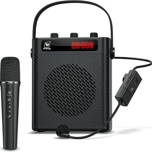 Voice Amplifier Wireless Microphone/Handheld Mic- Portable Microphone and Speaker Wireless Karaoke System, Bluetooth Speaker with Mics Personal Pa System, 4 Sound Effects for Teachers Speaking S95