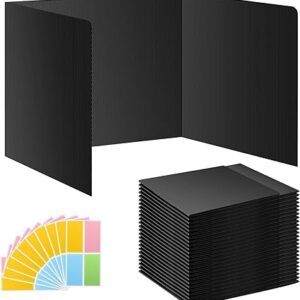 24 Pack Black Desk Dividers for Students, Privacy Shields Folder for Students, Durable & Waterproof Plastic Study Board, Classroom Teacher Supplies Test Divider, Includes 10pcs Extra Labels