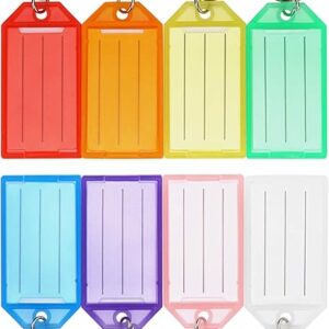 Cuttte 16 Pack Plastic Key Tags, Key Labels with Ring and Label Window, 8 Colors