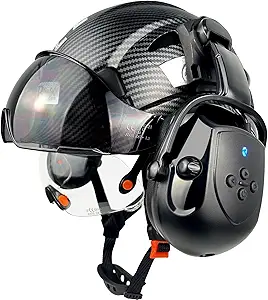 Safety Helmet with Visor Bluetooth Ear Muffs SNR 26dB Hard Hat with Visors Mounted Ear muff Hardhats Vented ANSI Z89.1 OSHA