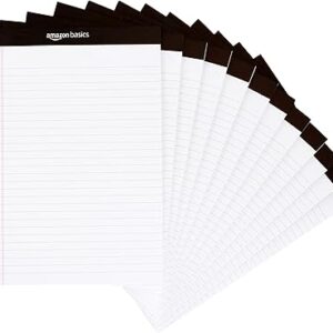 Amazon Basics Wide Ruled Lined Writing Note Pads, 8.5 inch x 11.75 inch, White, 12 Count (12 Pack of 50)