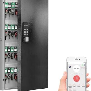 96 Key Lock Box Wall Mount, Smart Key Cabinet One Time Password/APP Bluetooth/Fixed Code/Wi-Fi Remote/Key Unlock, Security Storage Key Holder Box, Key Management for Valets, Realtors, Office, Hotel
