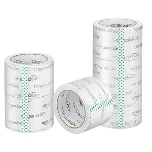 Amazon Basics Extra-Wide Packing Tape, Designed for Moving, Storage and Packing, Shipping and Mailing, Extra-Wide 2.83"W, Crystal Clear, Low Odor, 6-Pack