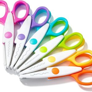 Mr. Pen Craft Scissors - Decorative Edge, 6 Pack, White & Vibrant Color, Zig Zag & Pattern Scissors for Crafting & Scrapbooking