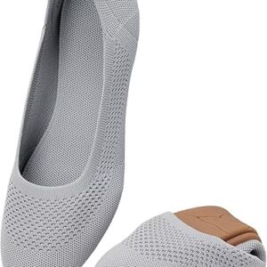Puxowe Women’s Ballet Flat Shoes Round Toe Knit Slip On Ballerina Walking Flats Dress Shoes for Women