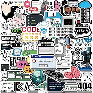 50PCS Programming Stickers Gifts for Developers Programmers Hackers Engineers, Icicrim Program Stickers for Laptop Computer Water Bottles Luggage Vinyl Waterproof Decals