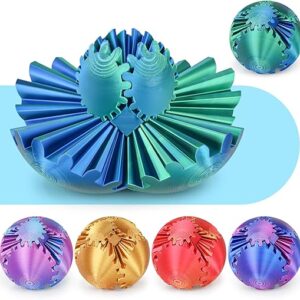 Gear Ball 3D Printed Cube Fidget Toy,Gear Sphere Fidget Toys,Sensory Toys for Stress and Anxiety Relief, Desk Toy Fidget Spinners,Stocking Stuffers for Adults & Kids Gift(Blue Green, 3.1 Inch)