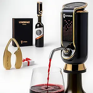 TRIOVINO Electric Wine Aerator, Dispenser and Vacuum Sealer — Luxurious 3-in-1 Wine Accessory For Improved Taste, Measured Pouring & Wine Preservation By LINKSTYLE