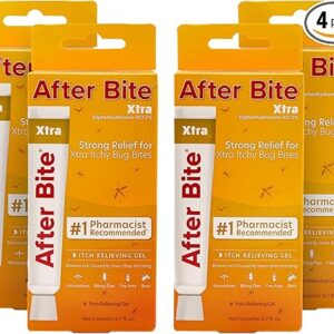 After Bite Xtra Formula - Itch Relief with Diphenhydramine HCl - Ideal for Mosquito & Fire Ant Bites, Bees & More - Portable Gel Formula - 0.7 oz (4 Pack)