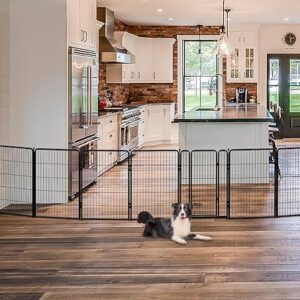 FXW Dog Gate Extra Wide Designed for Indoor Use, Adjustable Width Up to 219-inch Wide (40" H 8 Panels for Puppies and Small Dogs), Black