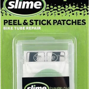 Slime 20272 Bike Skabs Pre-Glued Patch Kit, for bike tube puncture repair, Peel and Stick, contains 6 patches and a metal scuffer