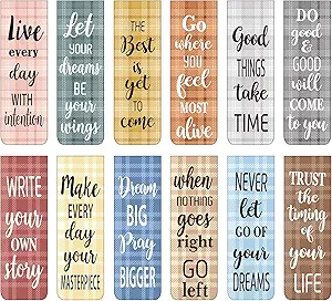 60 Pieces Inspirational Magnetic Bookmarks Motivational Bookmarks Magnetic Page Markers Assorted Magnet Page Clips for Students Teachers School Home Office Supplies (Simple Style)