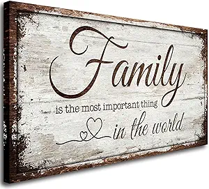 Family is Important Quotes Canvas Wall Art for Living Room|Wall Art|Family Prints Signs Framed|Wall Decor|Retro Picture Painting Artwork for Bedroom,Dining Room,Farmhouse,Home Wall Decoration,Ready to Hang 20"x40"