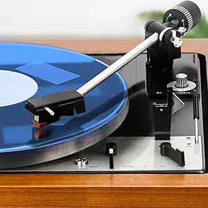PRO SPIN Blue Acrylic Turntable Mat - Platter Slipmat for 12" Vinyl Vintage Record Player - Antistatic Cover, Reduces Noise & Sounds from Static & Dust - Tighter Bass Quality, Record Player Mat