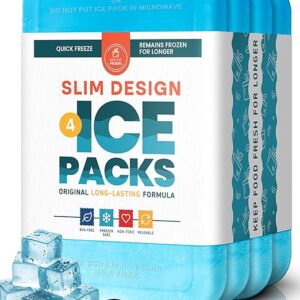 Healthy Packers Ice Packs for Lunch Boxes & Coolers - Freezer Packs - Original Cool Pack | Cooler Accessories for Beach, Camping & Fishing | Slim & Long-Lasting Reusable Ice Pack for Cooler