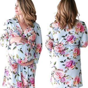 Posh Peanut Maternity Robe for Hospital Delivery - Soft Viscose from Bamboo Postpartum Robe for Women Nursing & Lounging