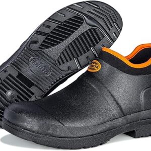TENGTA Men's Ankle Garden Rain Boots Outdoor Slip On Mud Gardening Shoes for Men Waterproof Heavy Rubber Deck Boots
