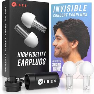 Vibes High-Fidelity Earplugs - Invisible Ear Plugs for Concerts, Musicians, Motorcycles, Airplanes, Raves, Work Noise Reduction, Hearing Protection - Fits Small Medium Large - As Seen On Shark Tank