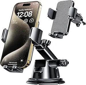 Qifutan Dash Mounted Holders Phone Holders for Your Car Phone Mount for Car Windshield Dashboard Air Vent Universal Hands Free Automobile Cell Phone Holder Fit for iPhone Smartphone