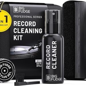 BIG FUDGE Professional Series Vinyl Record Cleaner Kit - Vinyl Record Cleaning Kit Includes Vinyl Record Brush Cleaning Fluid, Stylus Gel, Brush for Velvet, Padded Storage Case