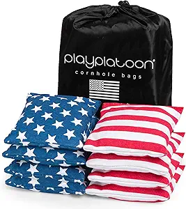 Play Platoon Premium Weather Resistant Duckcloth Cornhole Bags - Set of 8 Bean Bags for Corn Hole Game - Regulation Size & Weight