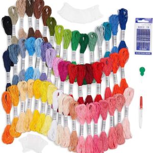 Avenfair Embroidery Threads 50 Skeins per Pack, Multi Color Embroidery Floss, Cross Stitch Threads, Friendship Bracelet Thread, with Free Needles, Floss Bobbins (50 Colors)