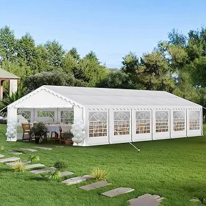 PHI VILLA 40'x20' Outdoor Heavy Duty Party Tent Large Commercial Canopy Wedding Event Shelter with Removable Sidewalls & 7 Storage Bags for Patio Outdoor Garden Events, White