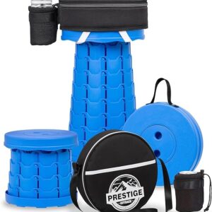 Collapsible Stool With 3-in-1 Cushioned Carry Case, 400lbs Max Weight, Lightweight Portable Retractable Foldable Telescoping Camping Stool for Adults Outdoor Fishing Hiking Travel BBQ