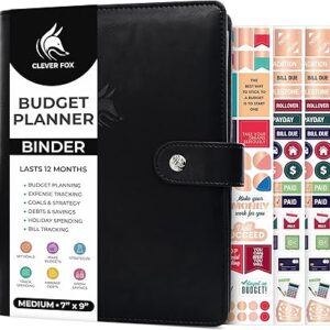 Clever Fox Budget Planner Binder – Monthly Financial Organizer Book with Pockets, Bill Tracker, Expense Tracker & Cash Envelopes – Undated Finance Journal for Budgeting – 7″ x 9″ (Black)