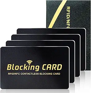 RFID Blocking Card,Contactless NFC Debit Credit Card Passport Protector, One Card Protects Entire Wallet/Purse for Men & Women, Smart Slim Design Perfectly Fits in Wallet/Purse (4Pack Black)